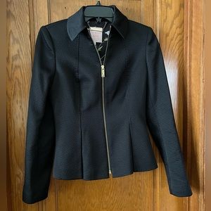 Ted Baker Women’s Black Zip Front Textured Peplum Jacket Size 1/US Size 4 NWOT